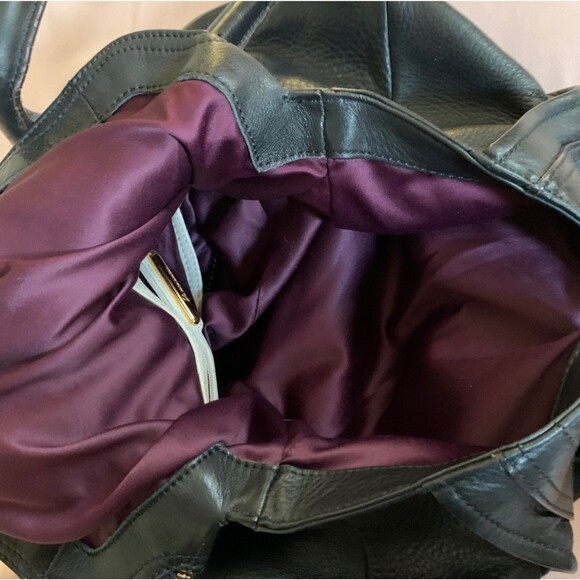 B. MAKOWSKY Black Butter Soft LEATHER Hobo TurnLock Lg Shoulder Bag Purse VguC - Picture 13 of 16